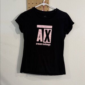 Armani Exchange Black Tee with Pink AX Logo